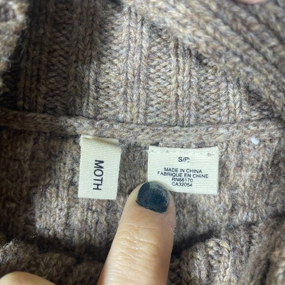 Moth Women's Brown High Neck Button Detail Wool Blend Sweater SP! - Picture 4 of 6